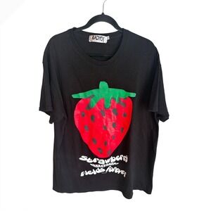 RADYO! Mens Strawberry Fields Forever Graphic T-Shirt Black XL Made in USA